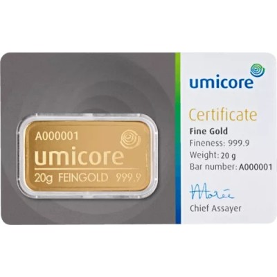 Umicore - 20g - investeerimiskulla valuplokk