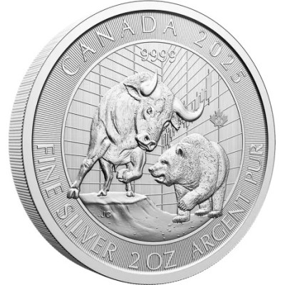Bull and Bear (2025) - 2 Oz - investeerimishinnaga hõbemünt