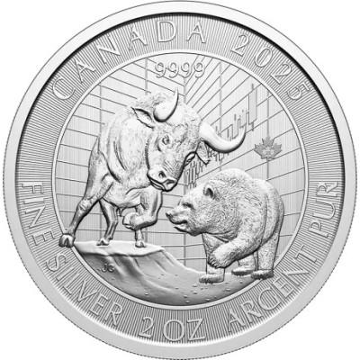 Bull and Bear (2025) - 2 Oz - investeerimishinnaga hõbemünt