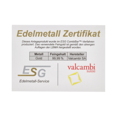 Kuld Combibarren Valcambi 5x1 g - investeerimiskullast valuplokid