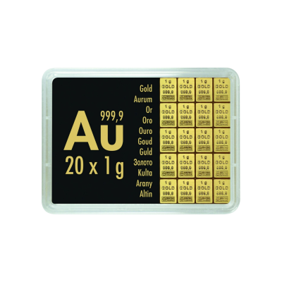 Kuld Combibarren Valcambi 20x1 g - investeerimiskullast valuplokid