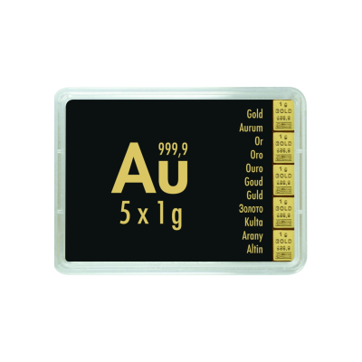 Kuld Combibarren Valcambi 5x1 g - investeerimiskullast valuplokid