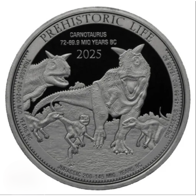 Carnotaurus (Prehistoric Life) 2025 - 1 Oz - Hõbedast investeerimismünt