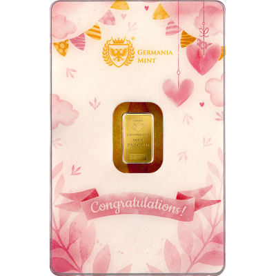 Germania Mint - Birth of a Child (Girl) - 1g - Golden Gift Bar