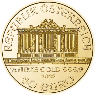 Wiener Philharmoniker (2026) - 1/2 Oz - kuldne investeerimismünt