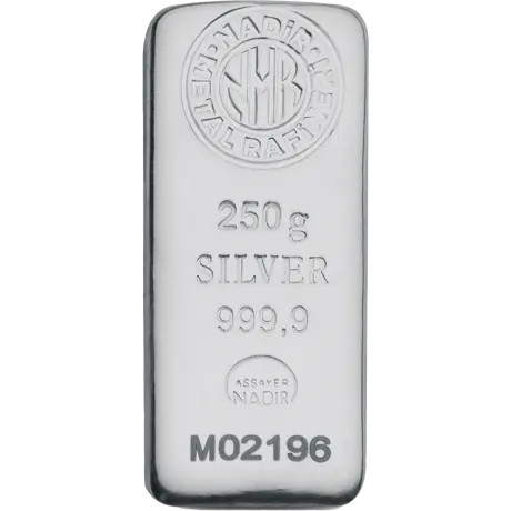 Nadir Metal Rafineri - 250 g - hõbedast investeerimisplokkide valuplokid