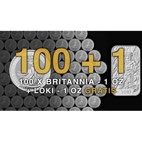 100+1 - 100 Britannia (2026) - 1 Oz - Silver Investment Coin + LOKI 1 Oz - Silver Bar